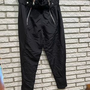 RtA Leon zip track pants L Black nylon high rise zipper paper bag tapered